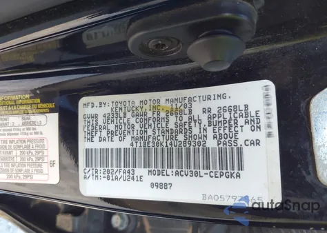 2004 Toyota Camry Xle from USA, damaged, VIN 4T1BE30K14U289302